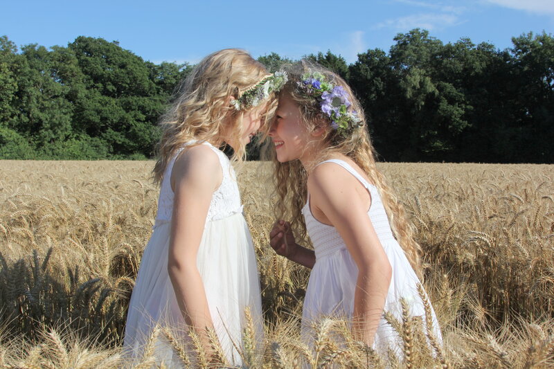 Two Girls in Wheat Field
