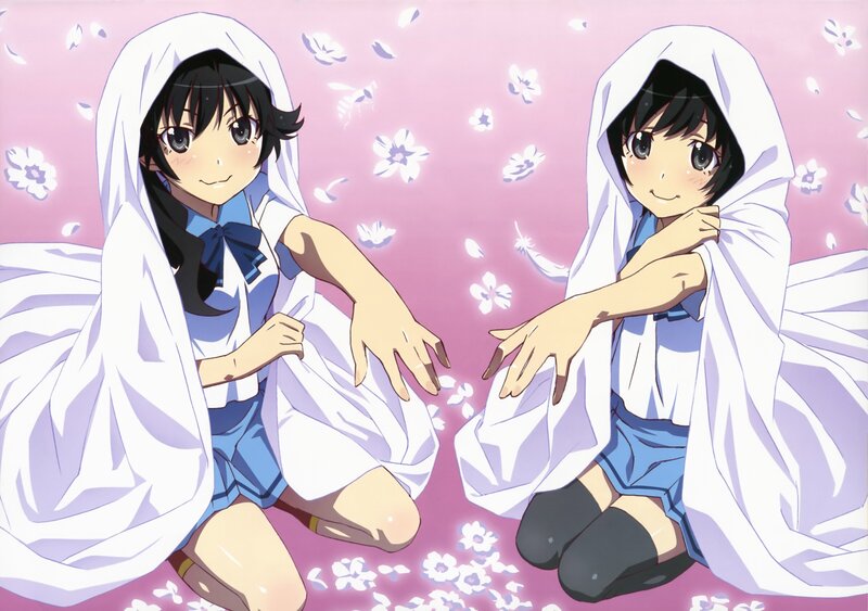 Two girls in white cloaks
