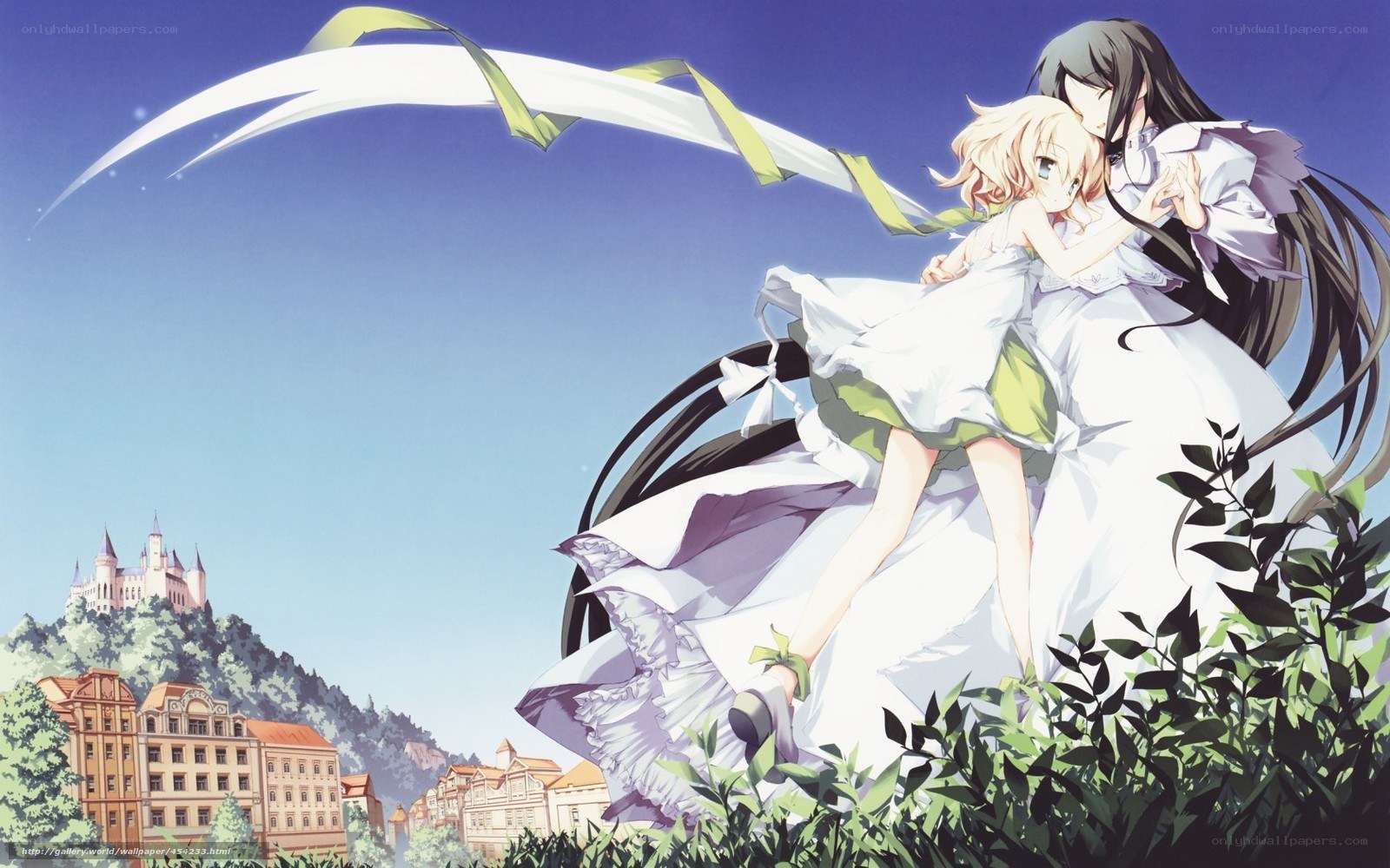 Two girls in white dresses