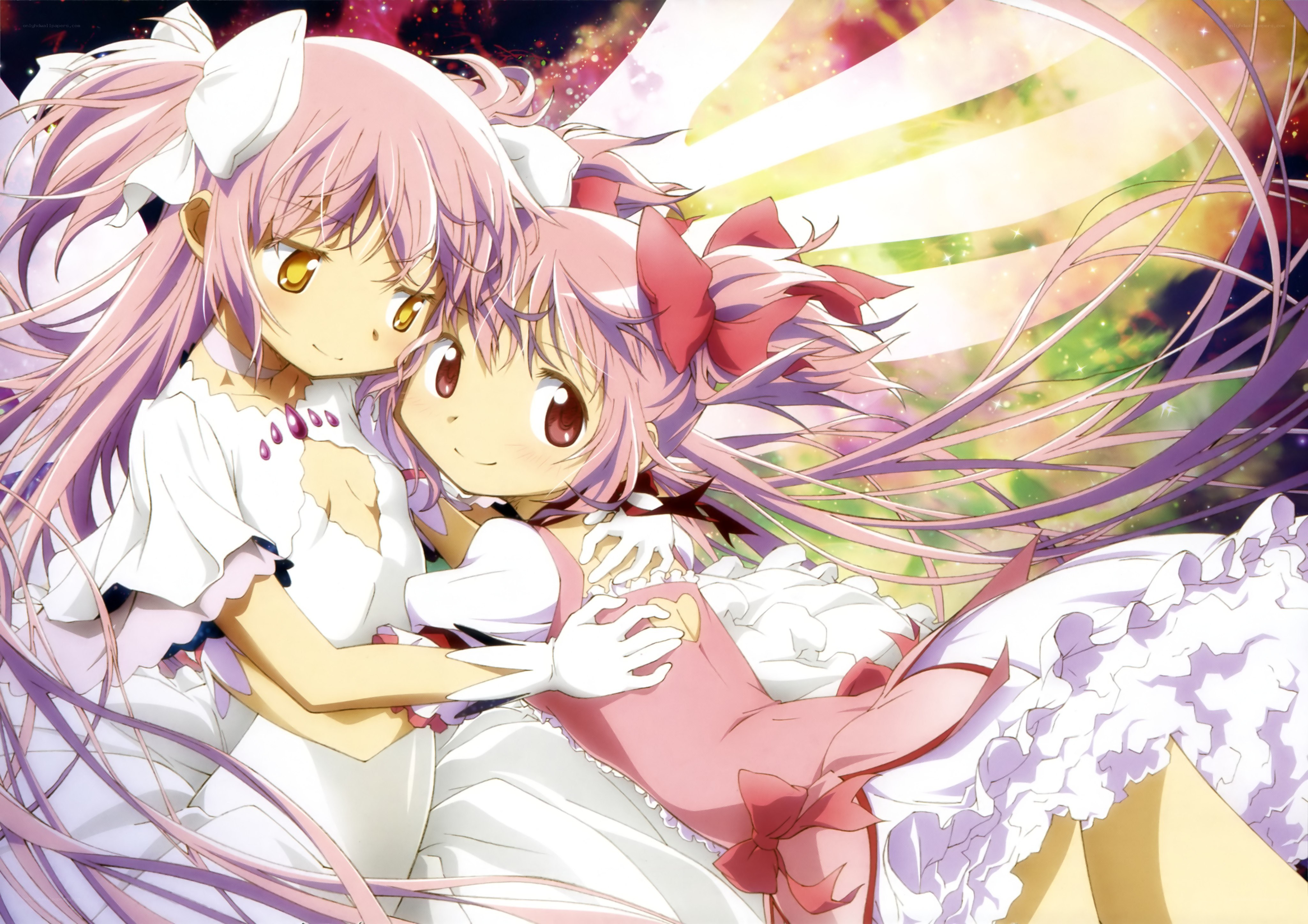 Two girls in white dresses