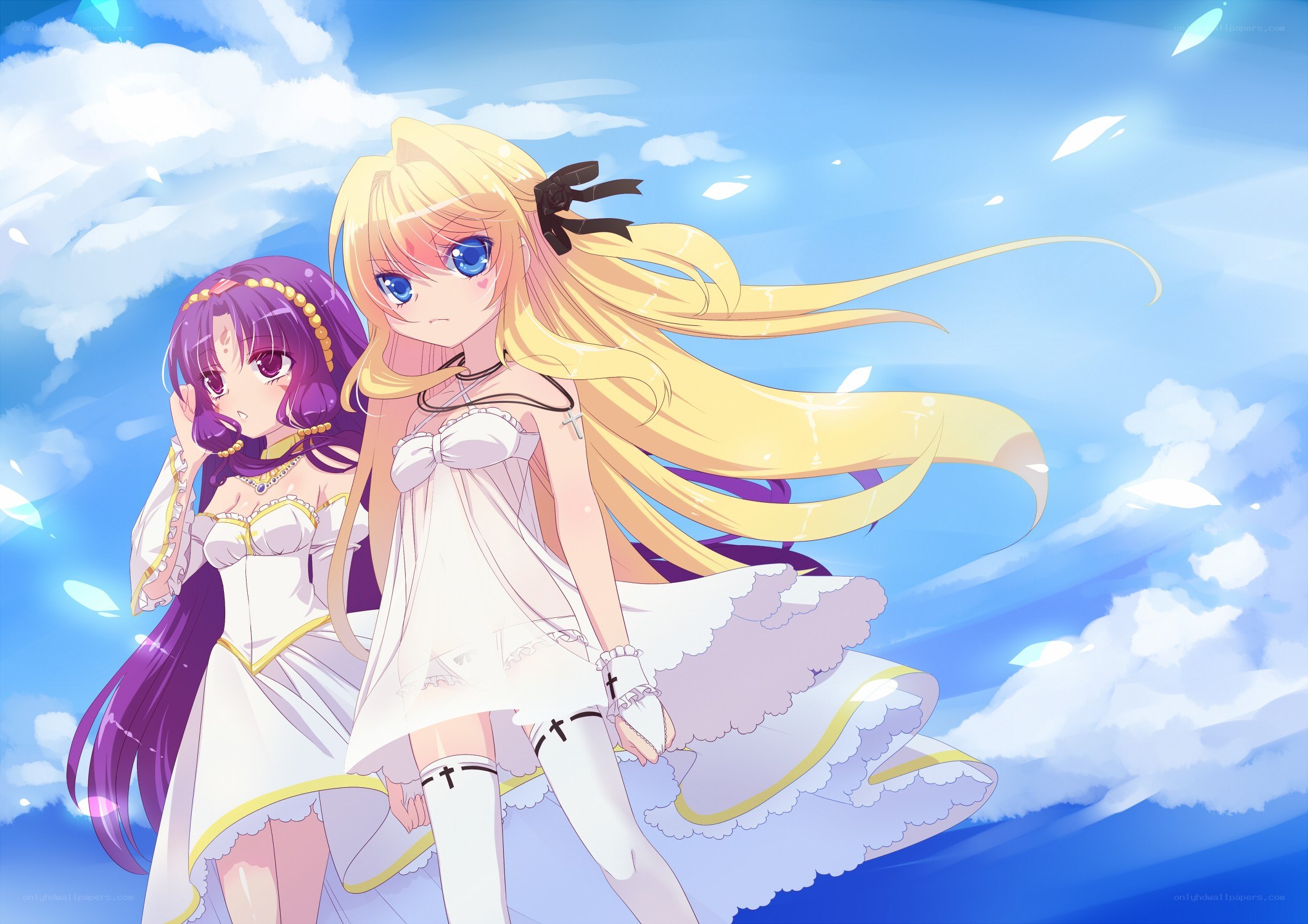 Two girls in white dresses