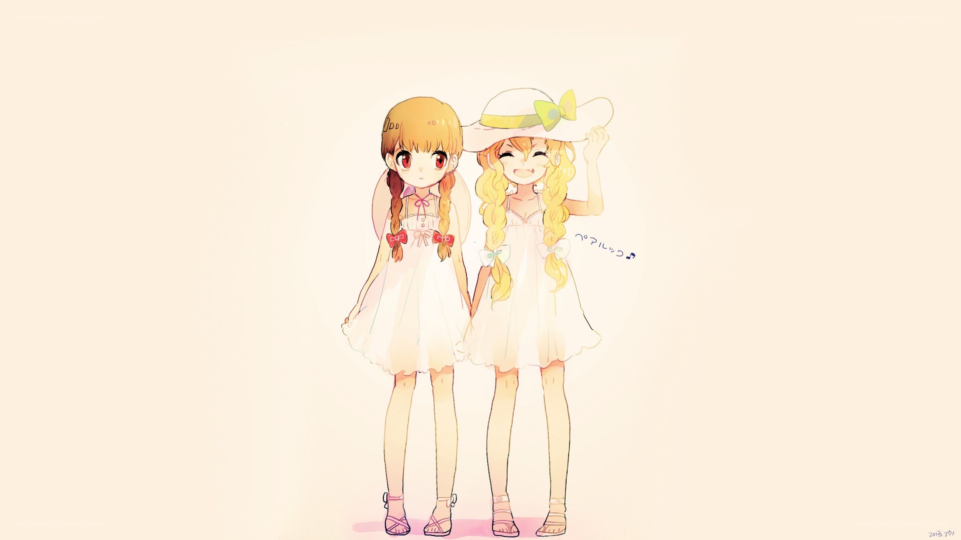 Two girls in white dresses