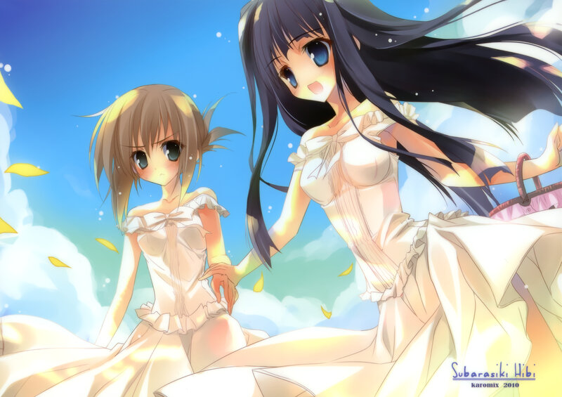 Two girls in white dresses