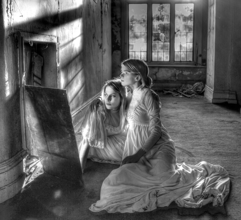 Two Girls in White Dresses — Black