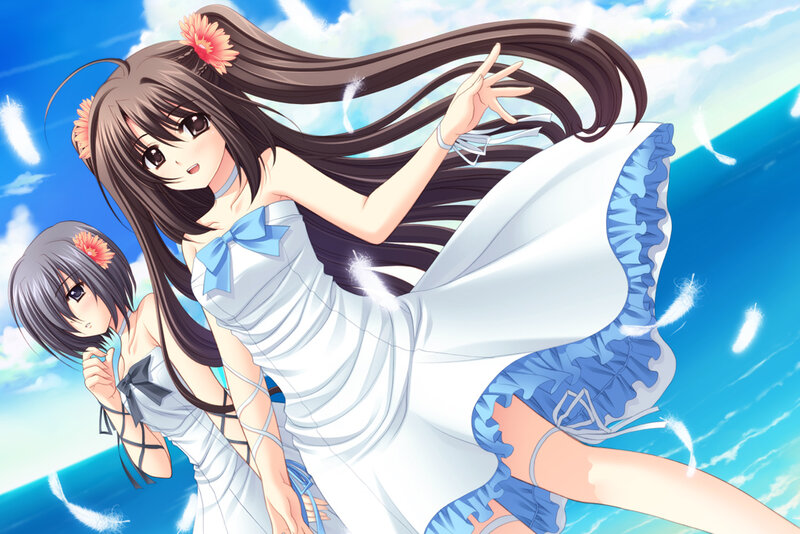 Two Girls in White Dresses — Blue