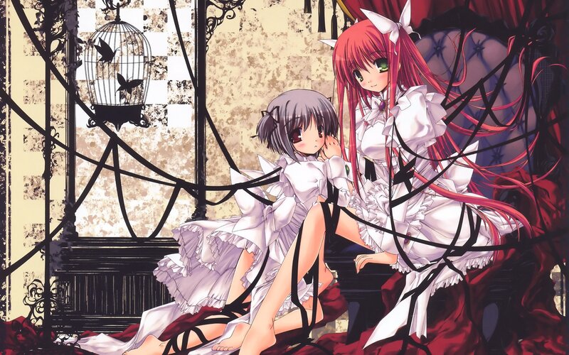 Two Girls in White Dresses — Dramatic, Anime, Birdcage
