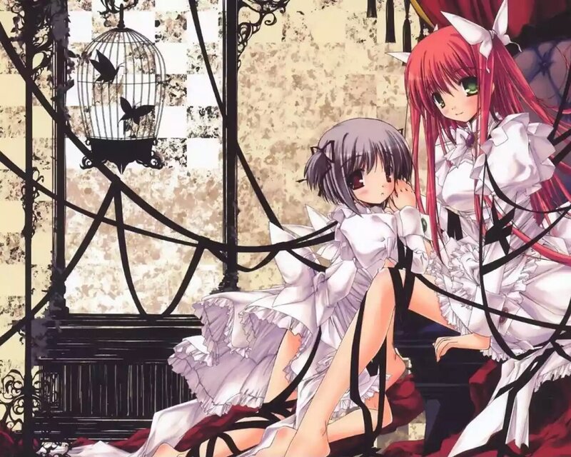 Two Girls in White Dresses — Dramatic, Anime