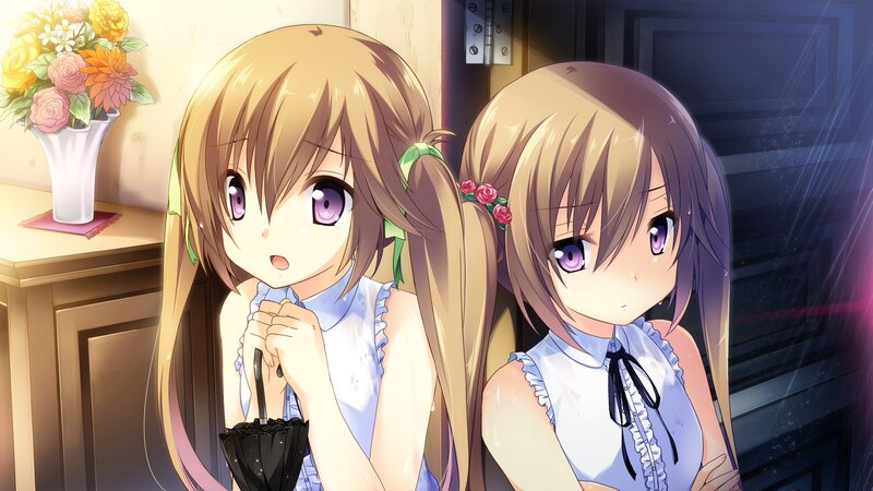 Two Girls in White Dresses — Dramatic, Night, Anime, Flowers