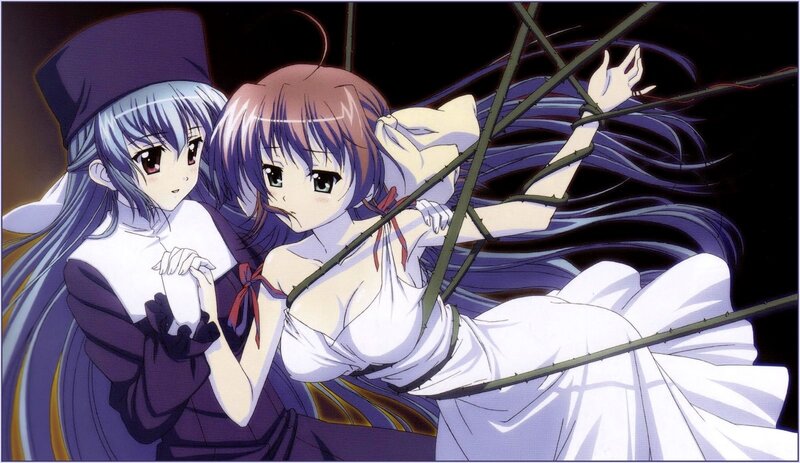 Two Girls in White Dresses — Dramatic, Night, Anime