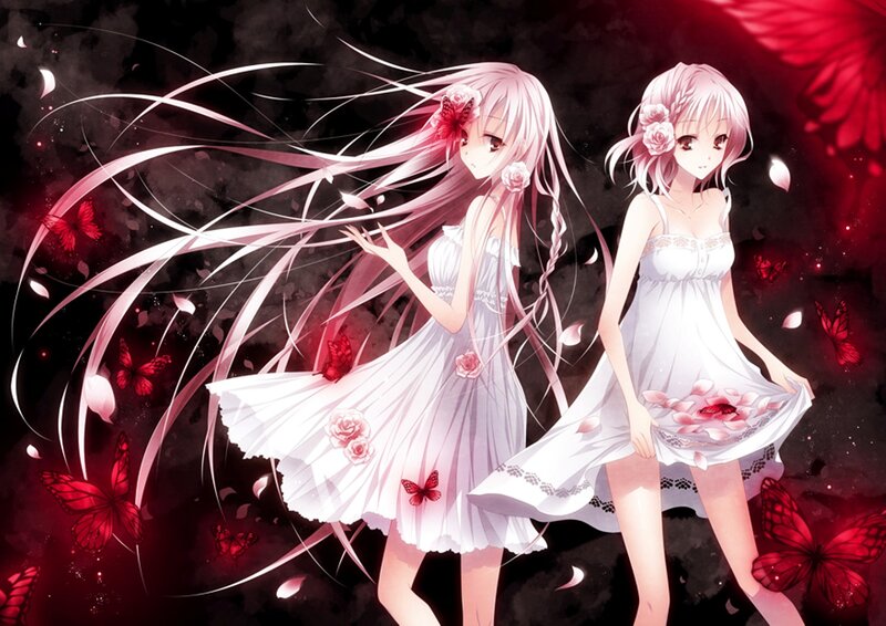 Two Girls in White Dresses — Dramatic, Night