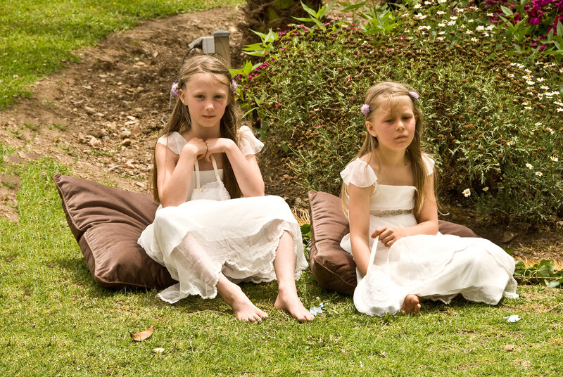 Two Girls in White Dresses — Green, Calm