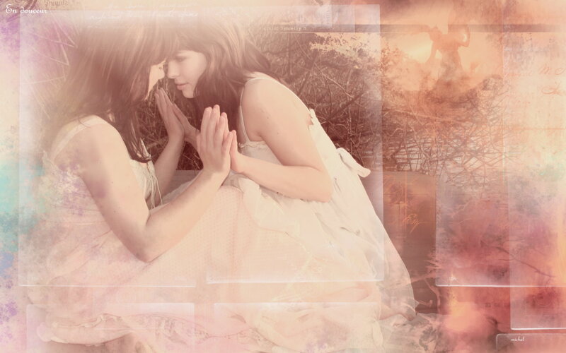 Two Girls in White Dresses — Pink