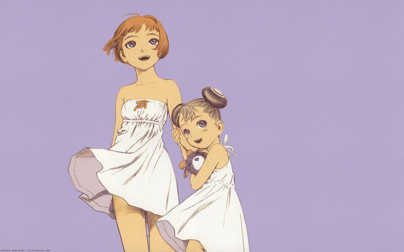 Two Girls in White Dresses — Purple, Calm, Anime