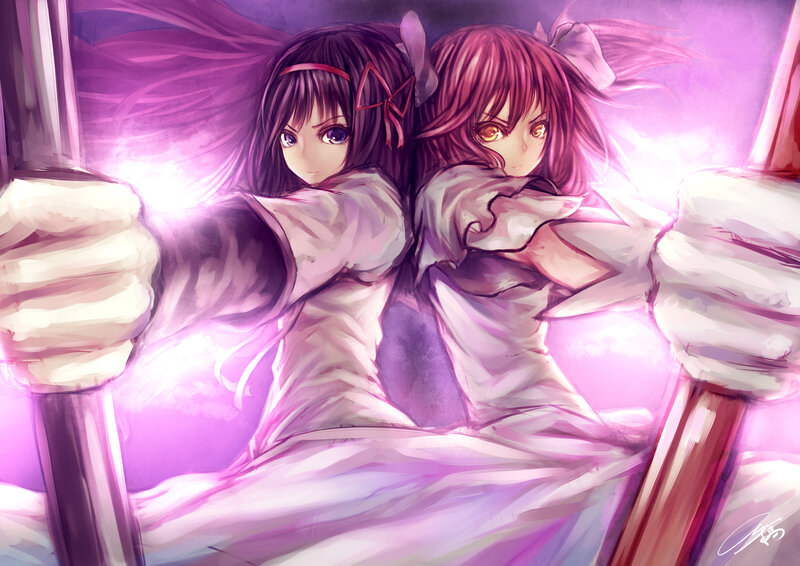 Two Girls in White Dresses — Purple