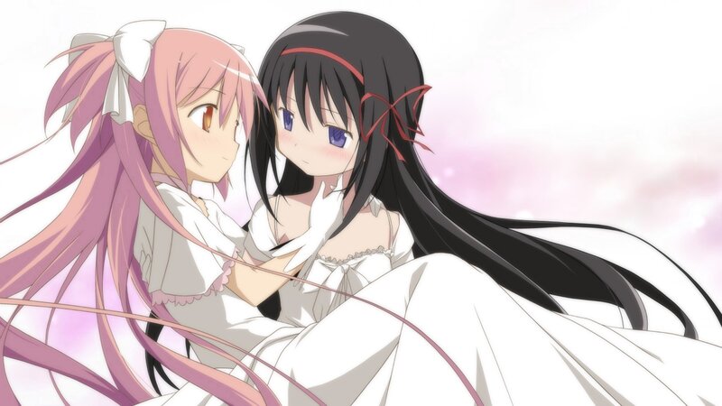 Two Girls in White Dresses — Serene, Anime, Long Hair