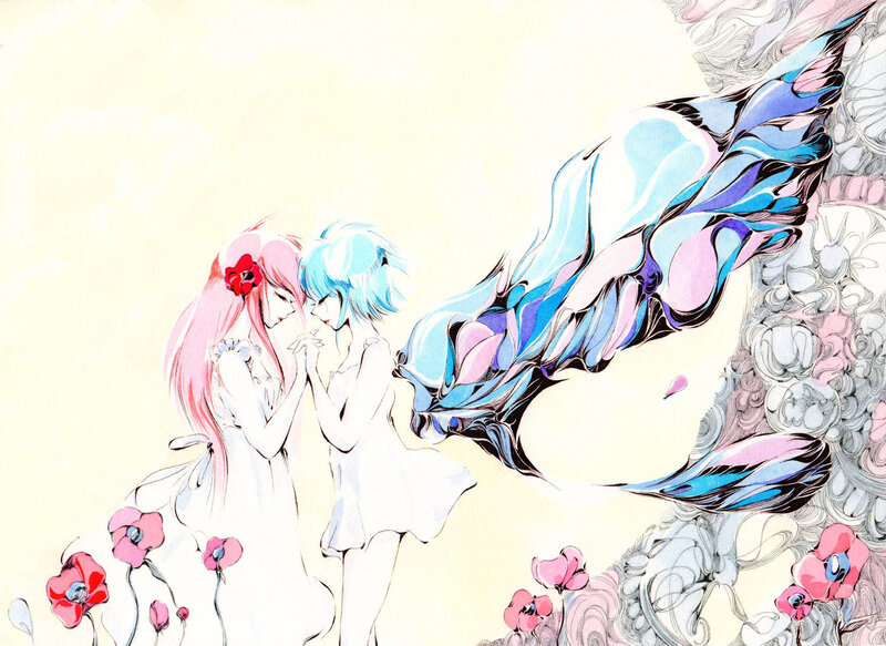 Two Girls in White Dresses — Serene, Digital Art