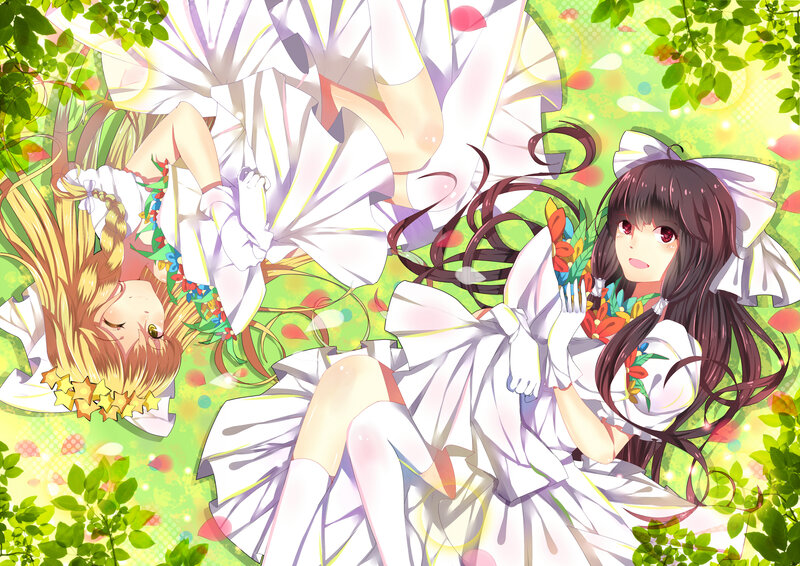 Two Girls in White Dresses — Serene, Spring, Anime