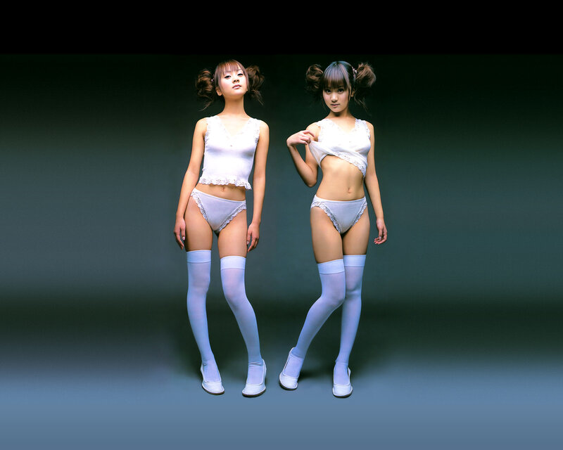 two girls in white lingerie