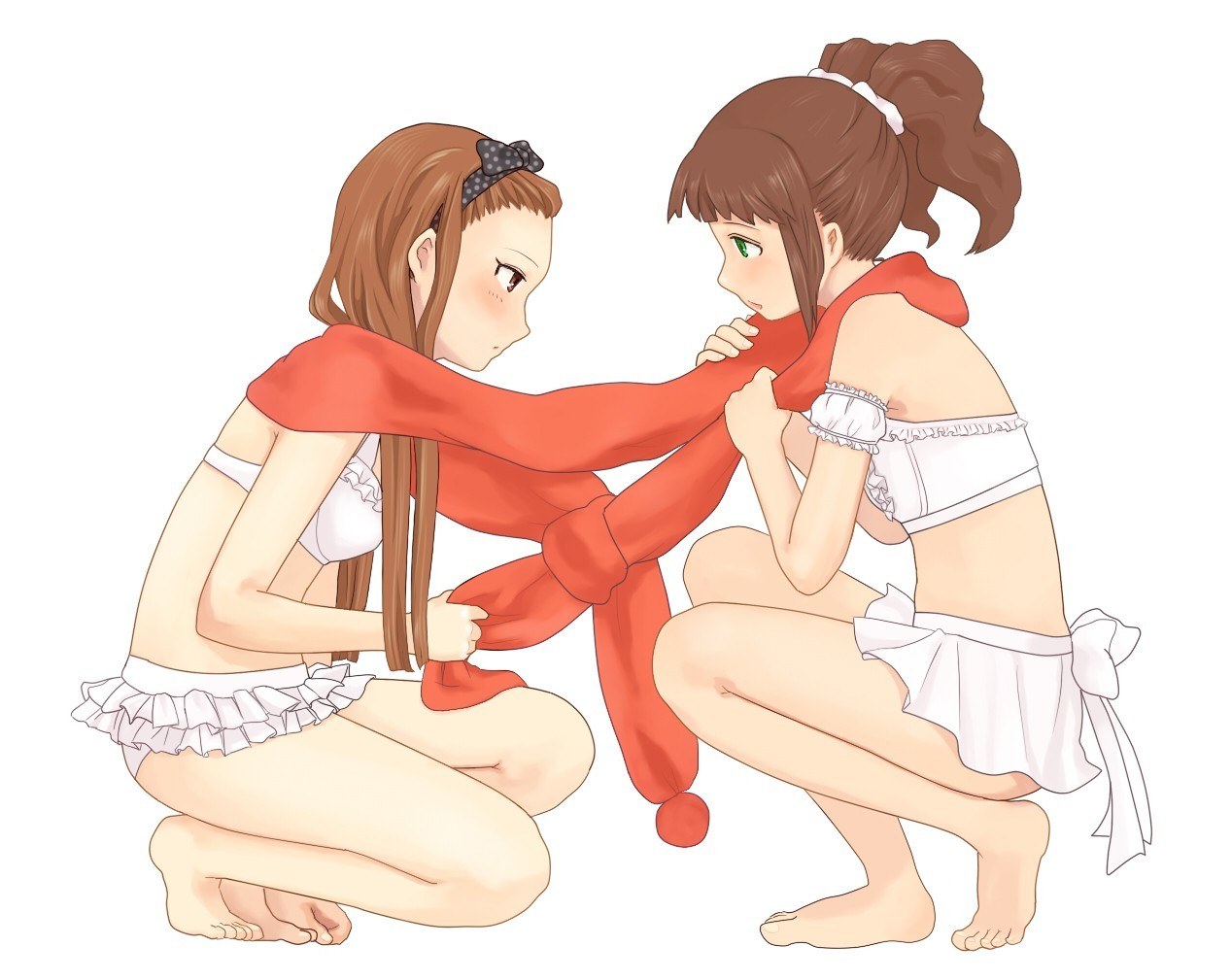 Two girls in white outfits