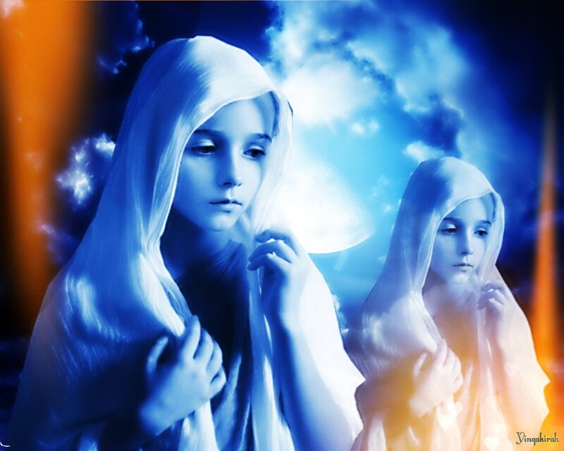 Two Girls in White Robes — Blue