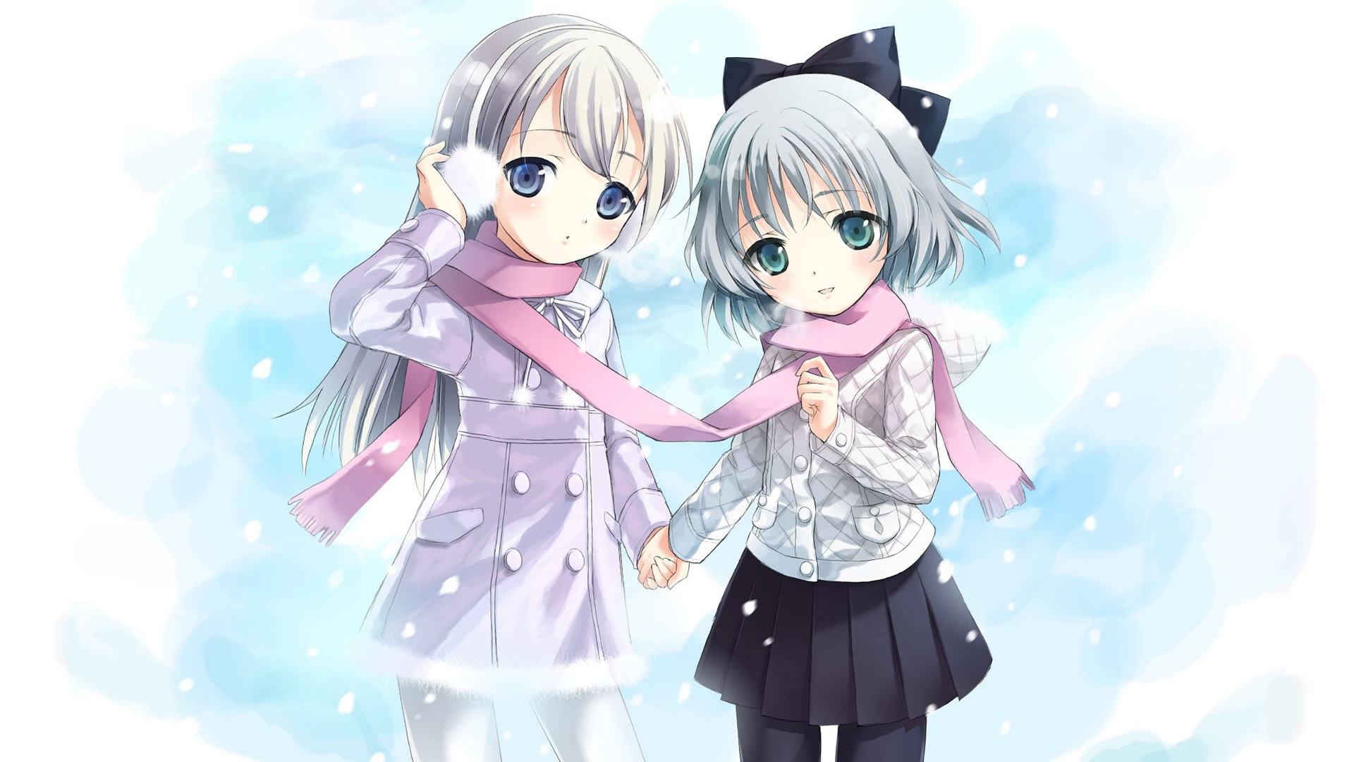 two girls in winter