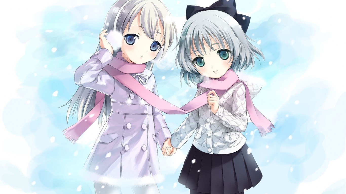 Two girls in winter
