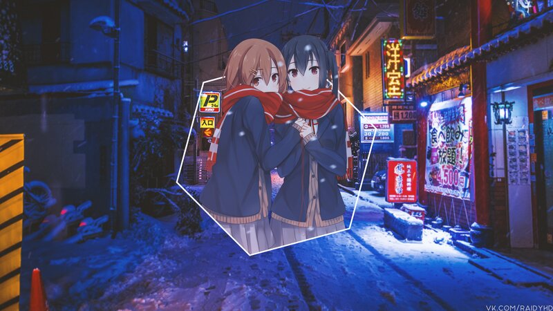 Two Girls in Winter — Blue, Cold, Night