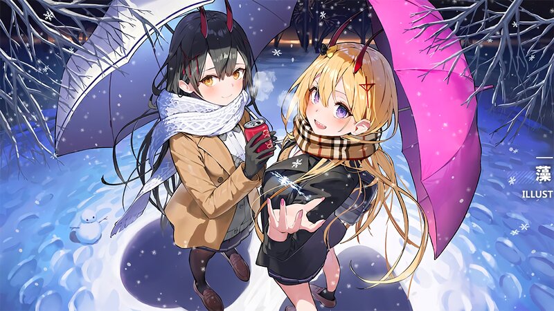 Two Girls in Winter — Blue, Cozy