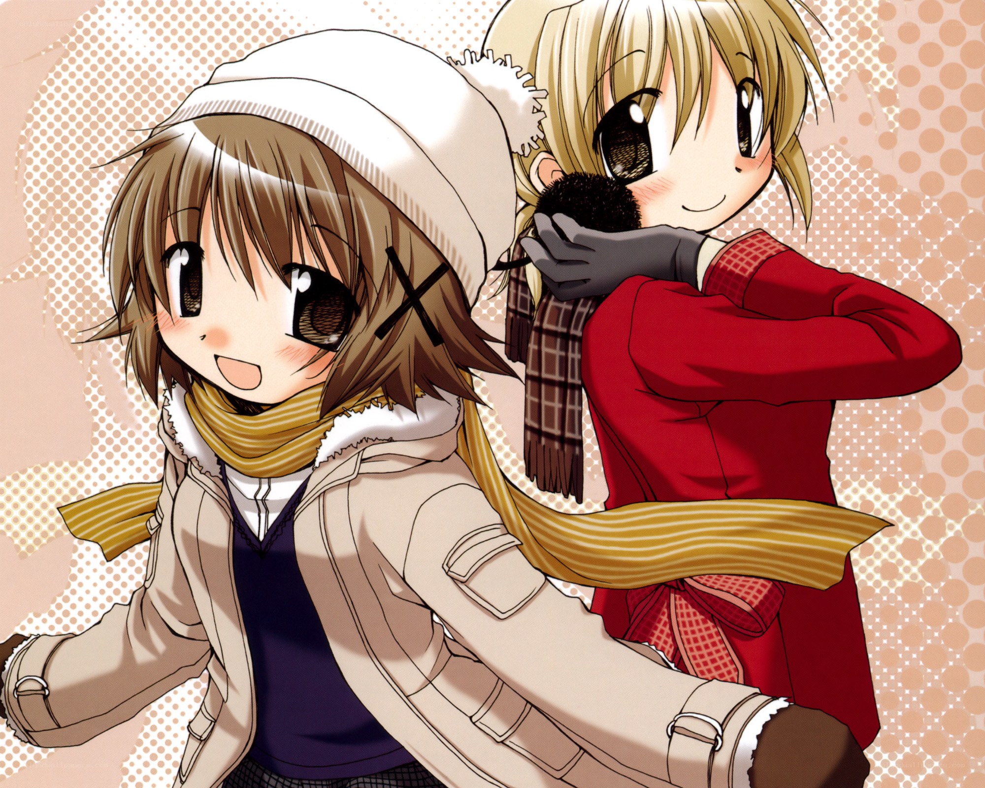 two girls in winter clothes