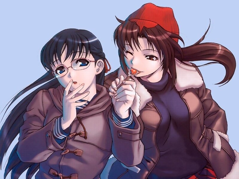 Two girls in winter clothes