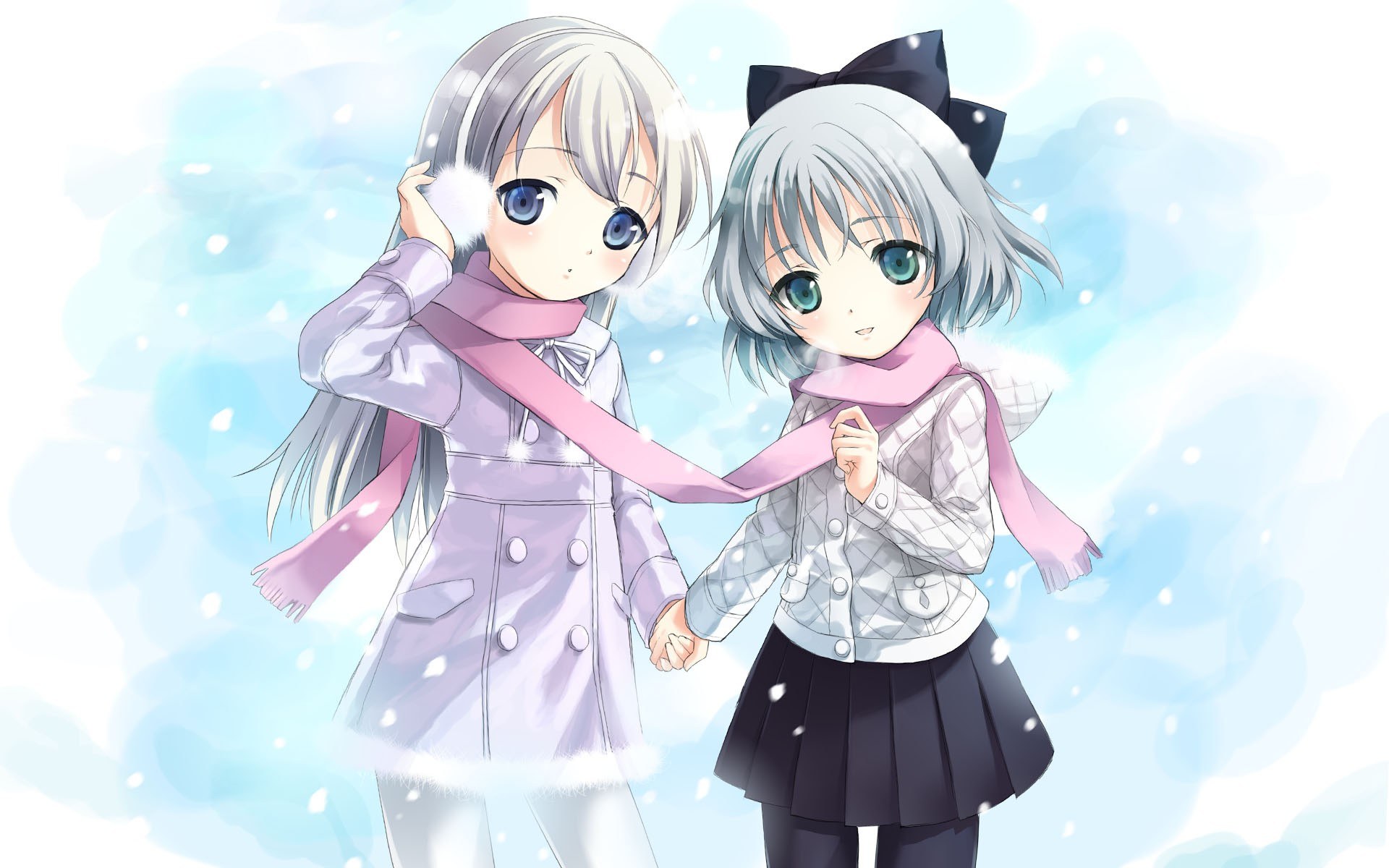 Two girls in winter clothes