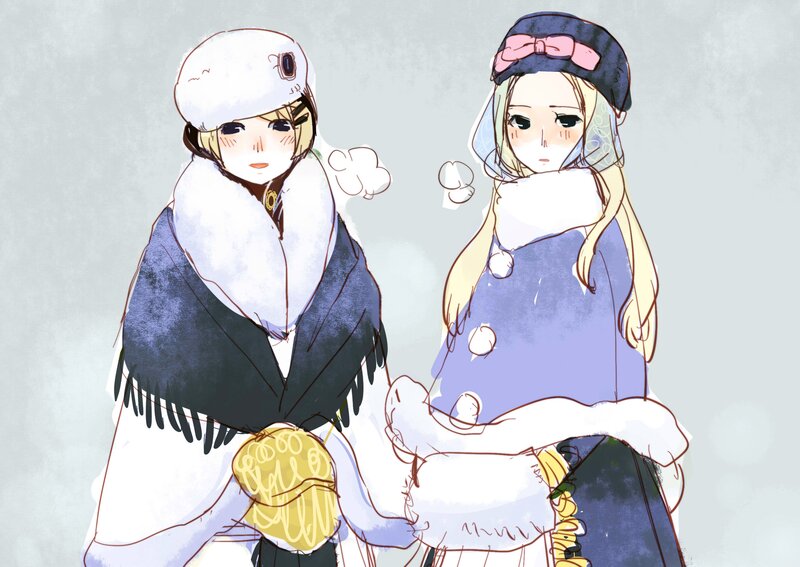 Two Girls in Winter Clothes — White