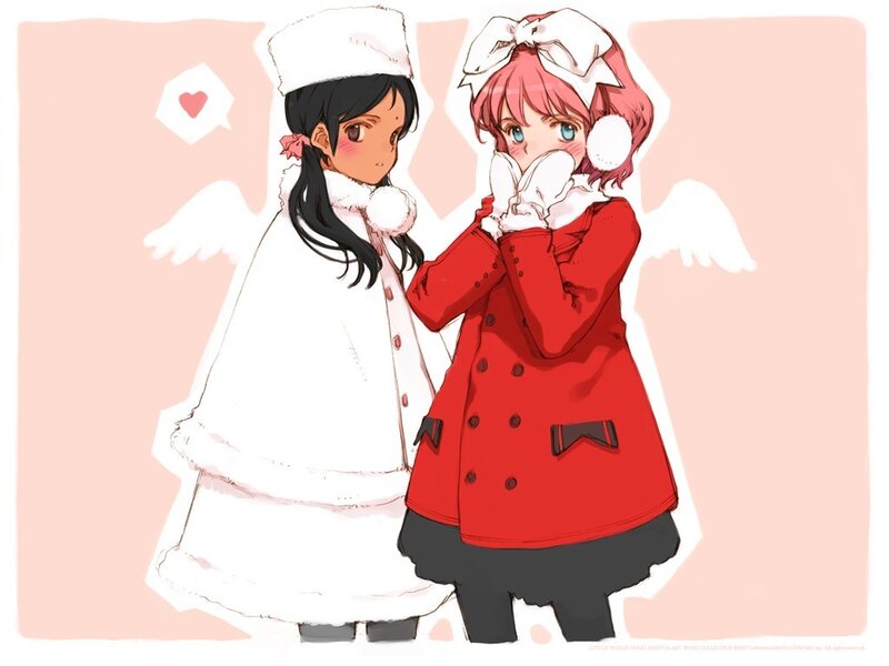 Two girls in winter coats