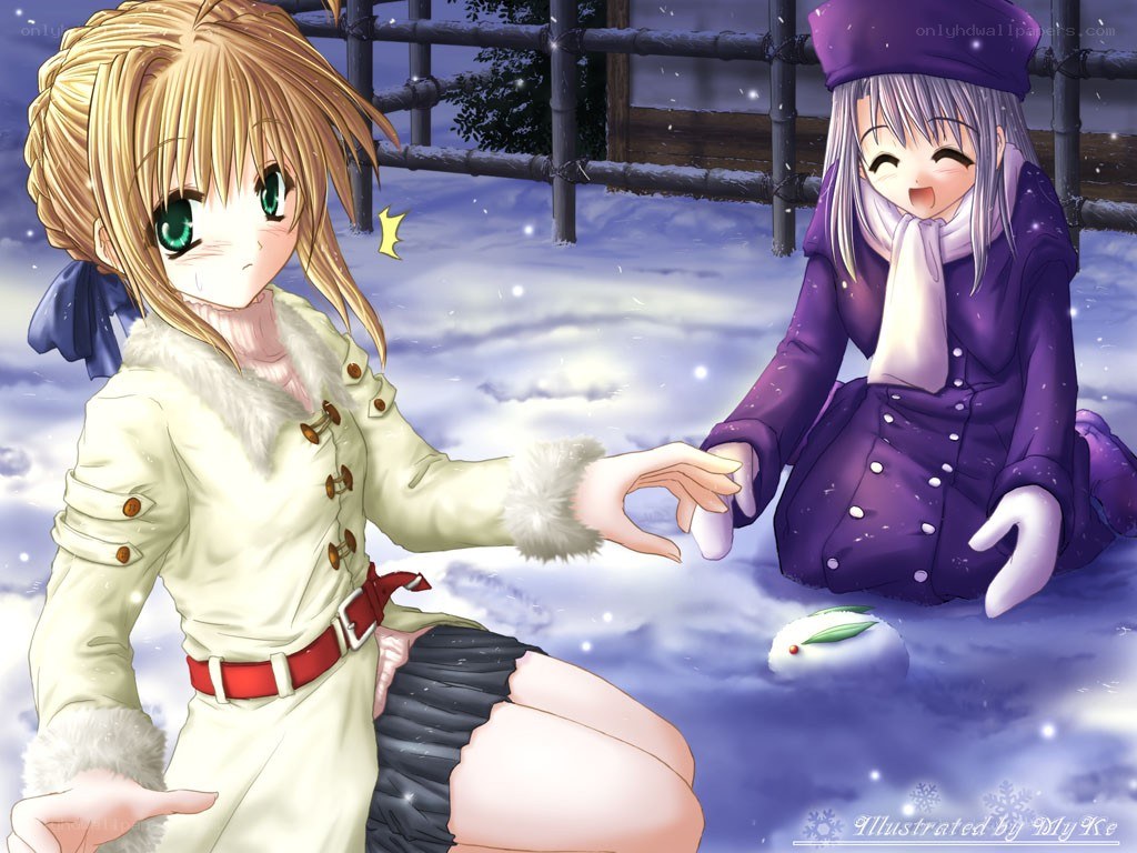 Two girls in winter coats