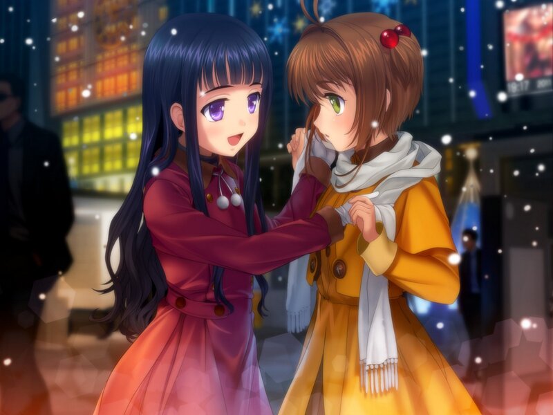 Two Girls in Winter Coats — Purple