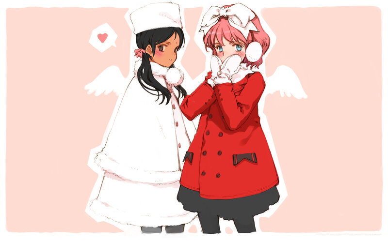 two girls in winter coats