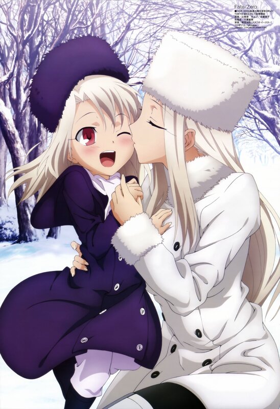 Two Girls in Winter Coats — White, Playful