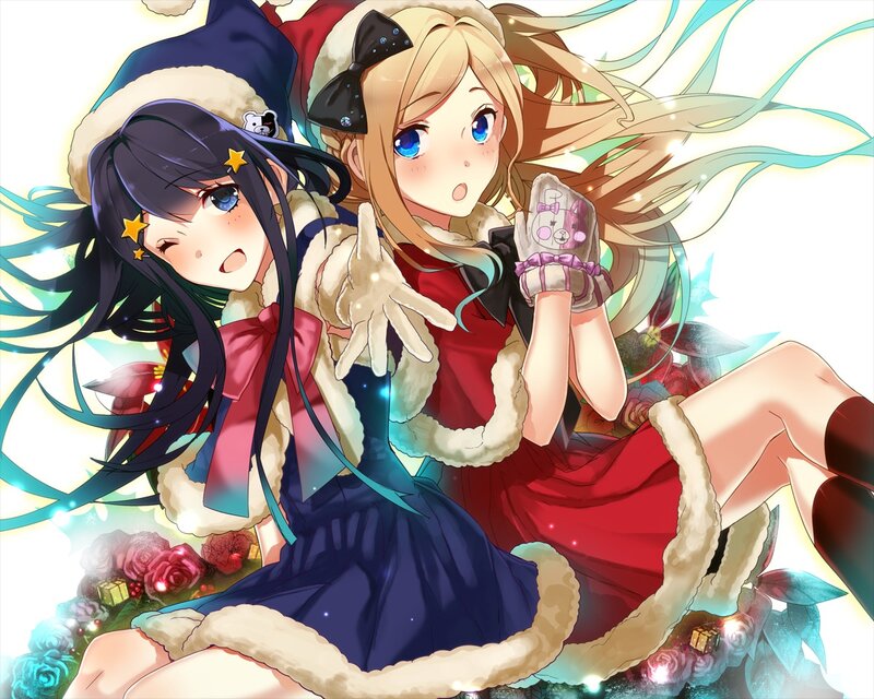 Two Girls in Winter Outfits — Red, Festive