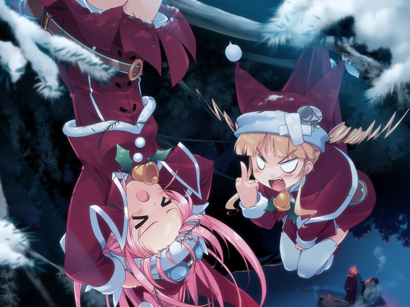 Two Girls in Winter Outfits — Red