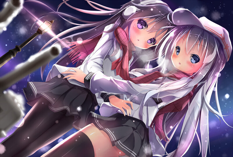 Two Girls in Winter — Purple, Dreamy