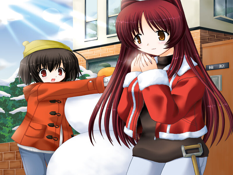 Two Girls in Winter — Red, Cheerful