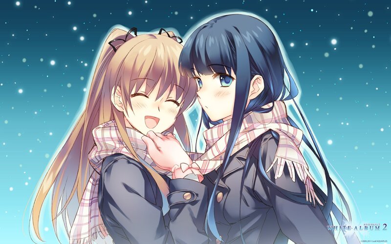 Two girls in winter scene