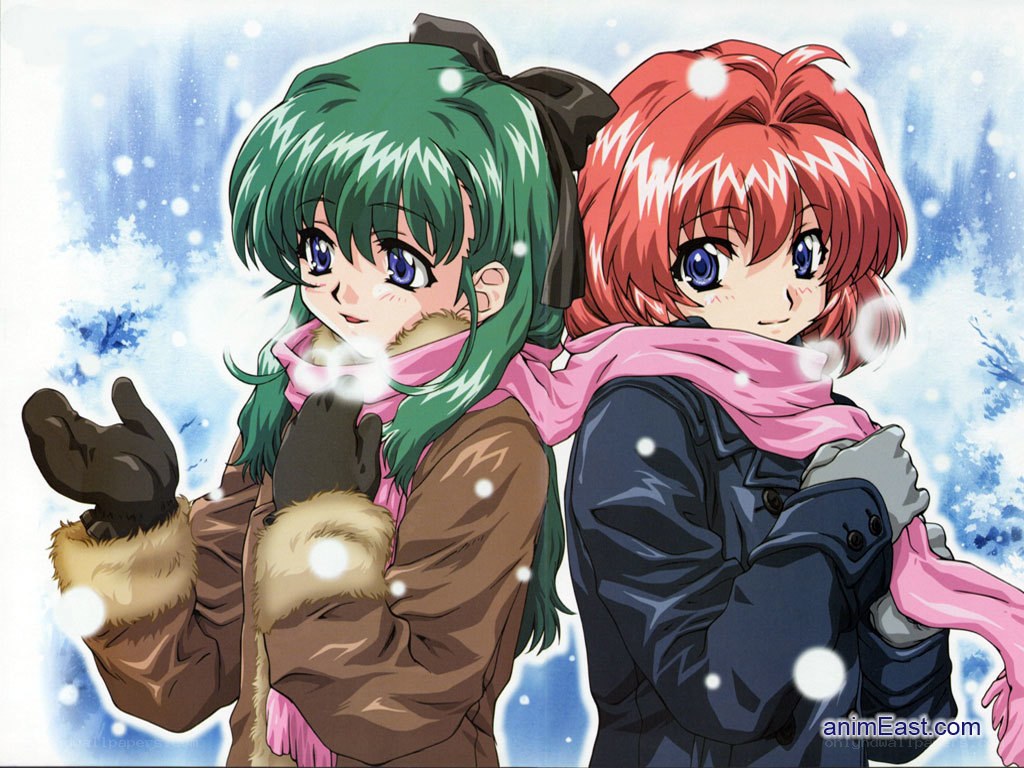 two girls in winter scene