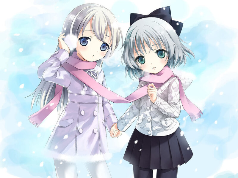 Two Girls in Winter — White, Calm