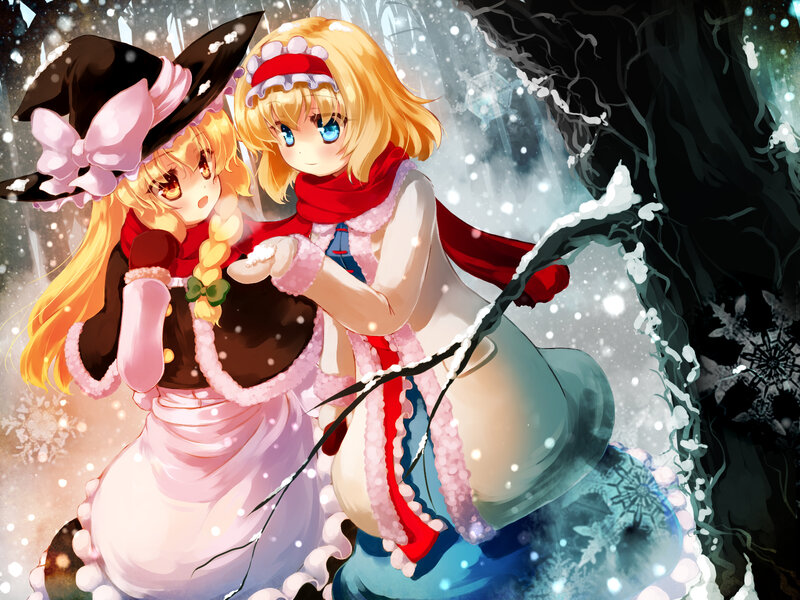 Two Girls in Winter — White, Festive