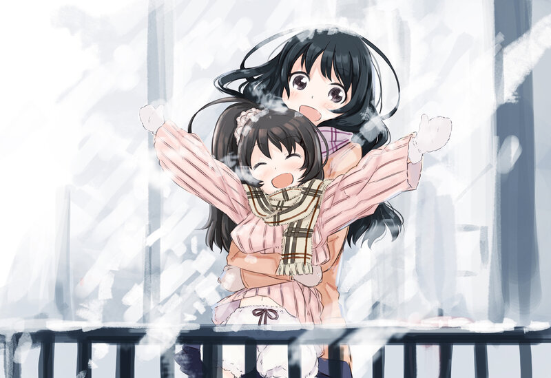 Two Girls in Winter — White, Playful, Anime