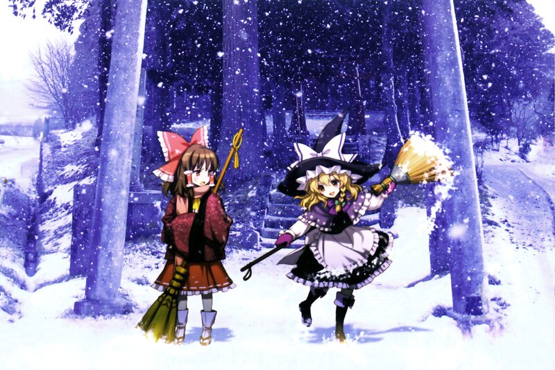Two Girls in Winter — White, Playful
