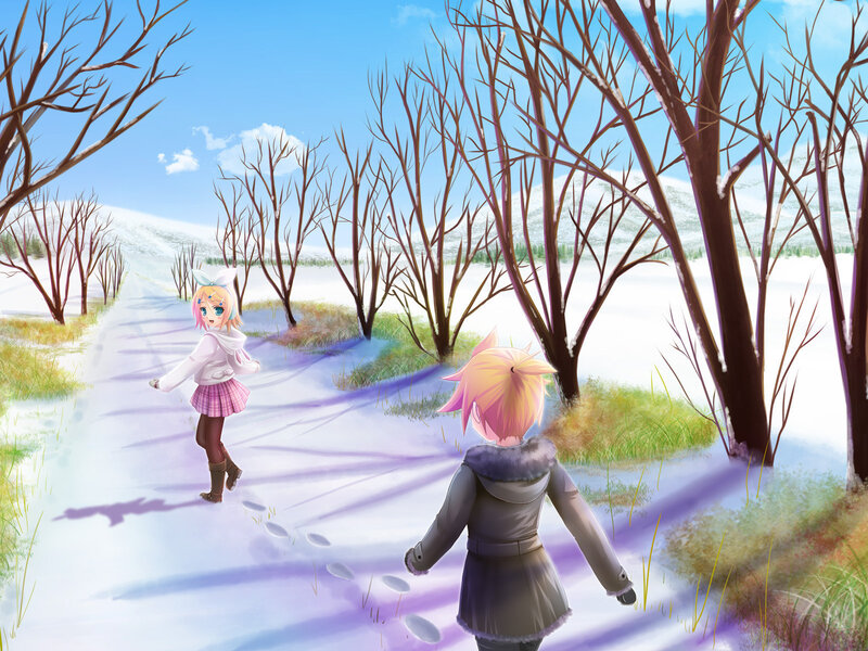 Two Girls in Winter — White