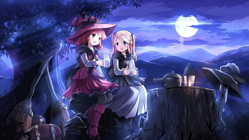 Two Girls in Witch Costumes — Blue, Serene