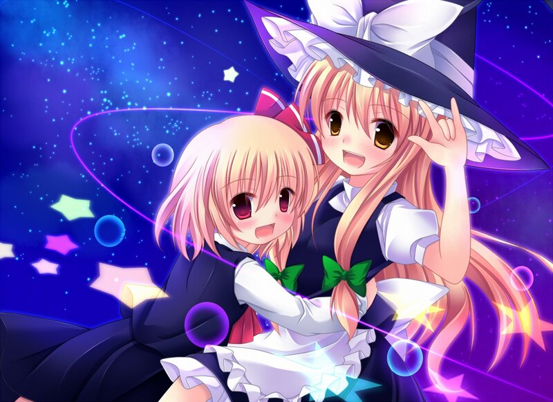 Two Girls in Witch Costumes — Blue